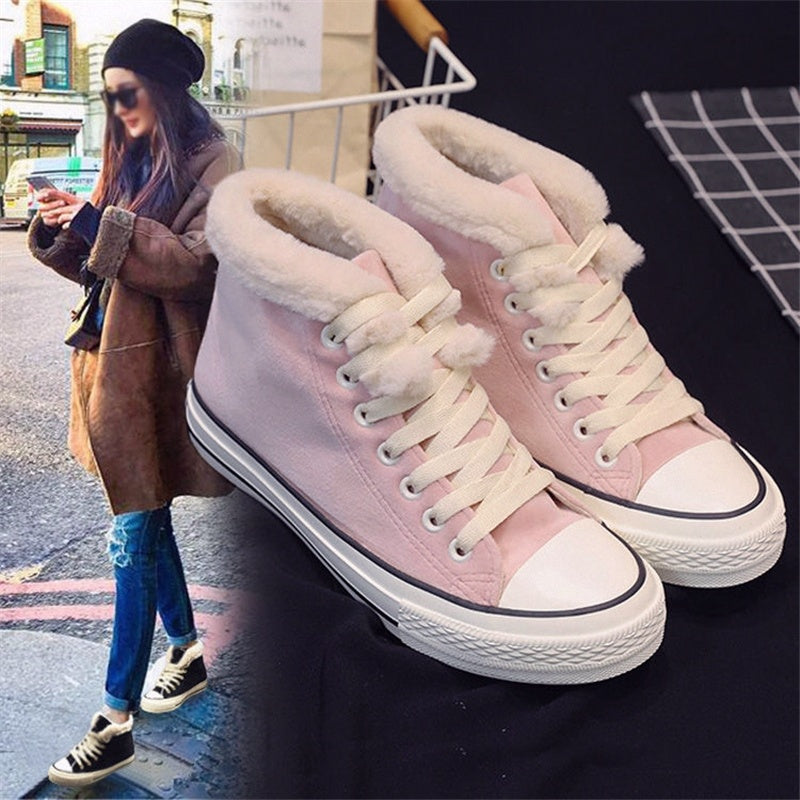 Canvas Shoes Women's Plush Cotton-padded Warm-keeping Cotton Shoes