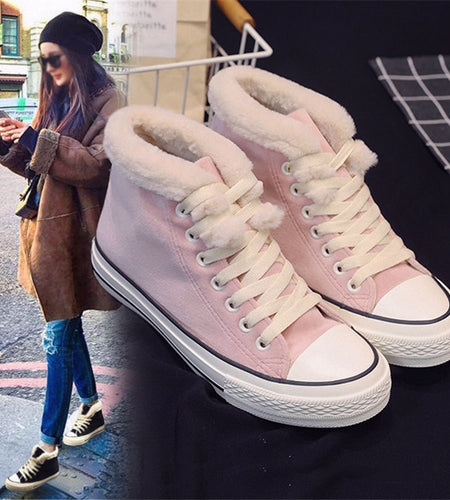 Canvas Shoes Women's Plush Cotton-padded Warm-keeping Cotton Shoes