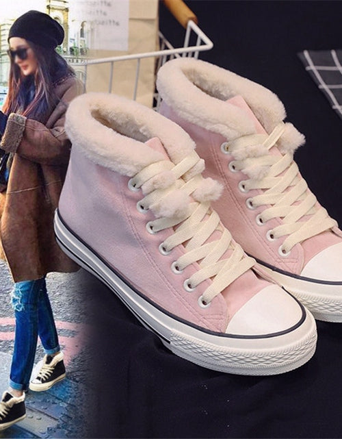 Load image into Gallery viewer, Canvas Shoes Women&#39;s Plush Cotton-padded Warm-keeping Cotton Shoes
