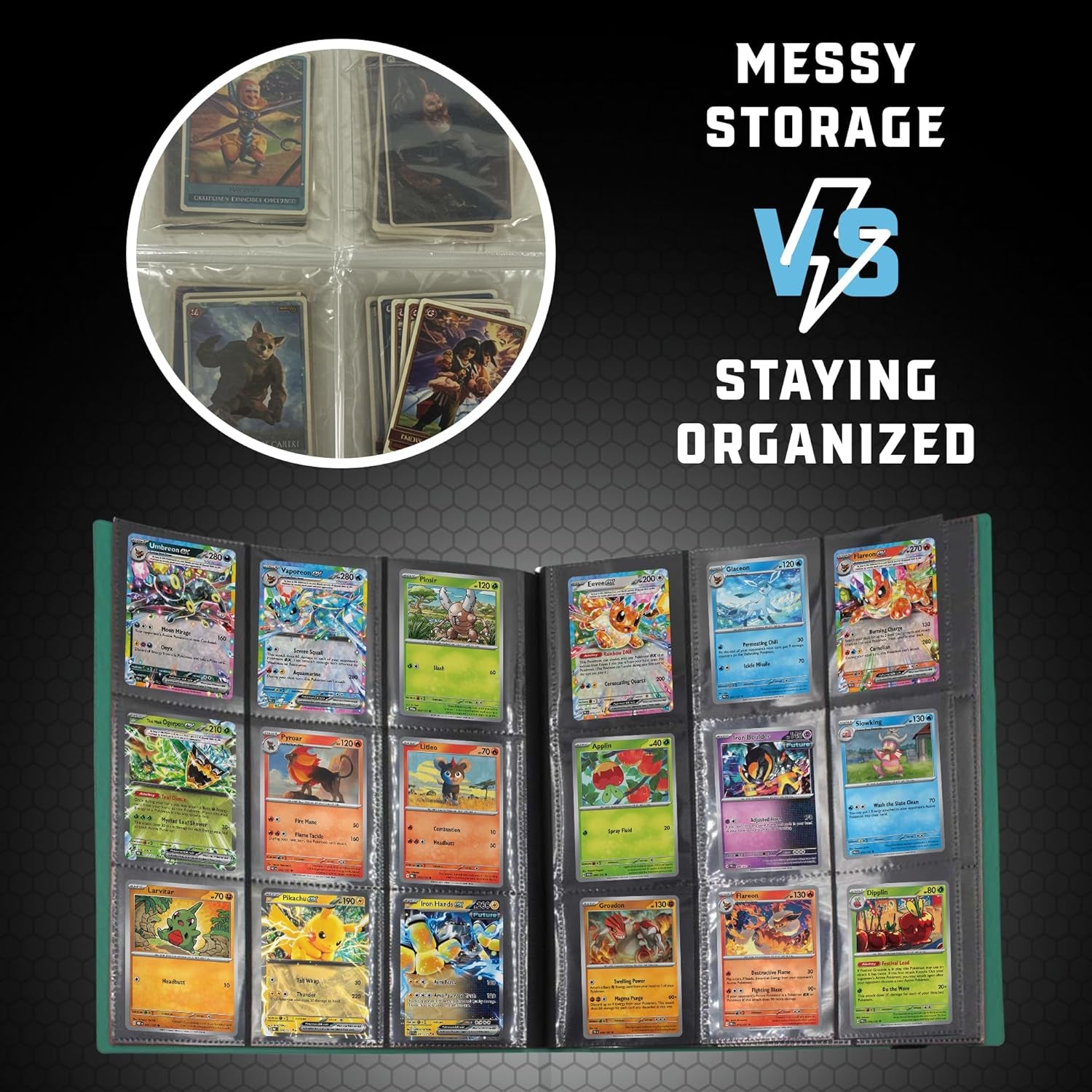 Trading Card Pro-Folio, 9-Pocket Side-Loading Pages, Holds 360 Cards, Dark Green