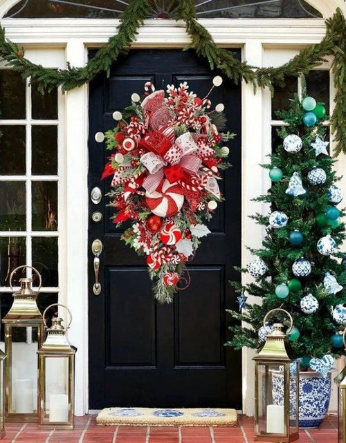 Load image into Gallery viewer, Christmas Wreath Candy Upside Down Tree Garland Artificial Xmas Ornament Home Porch Window Christmas wreath Door Wall Hanging Decoration
