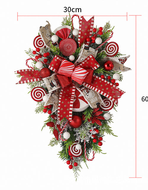 Load image into Gallery viewer, Christmas Wreath Candy Upside Down Tree Garland Artificial Xmas Ornament Home Porch Window Christmas wreath Door Wall Hanging Decoration
