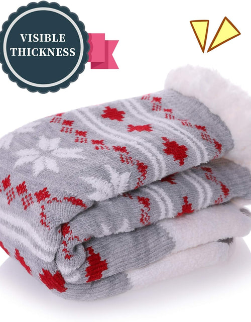 Load image into Gallery viewer, Women&#39;S Winter Super Soft Warm Cozy Fuzzy Snowflake Deer Fleece-Lined with Grippers Slipper Socks
