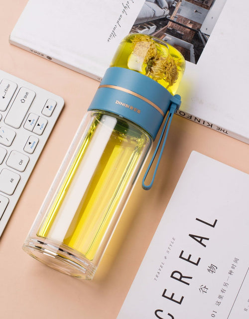 Load image into Gallery viewer, Glass Water Bottle With Tea Infuser Filter Tea Separation Double Wall Glass Bottle Leakproof Water Bottle
