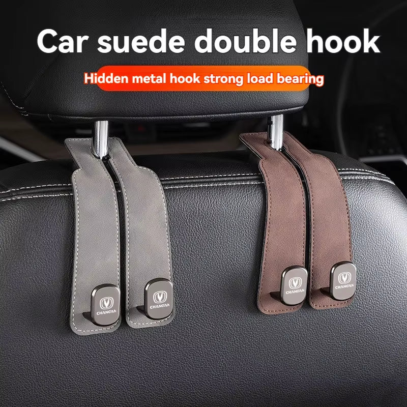 Luxury Suede Double Hook Organizer – Premium Rear Seat Backrest Hook for Changan CS Series &amp; Eado