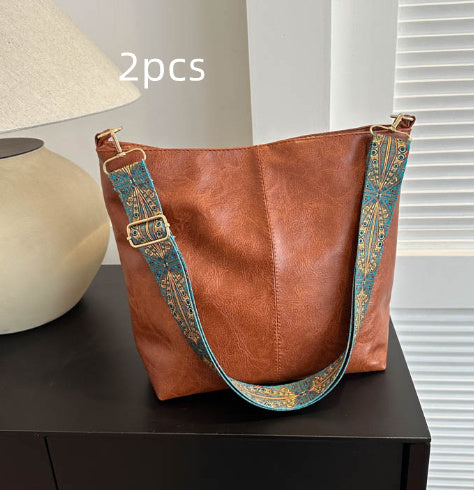 Load image into Gallery viewer, Women&#39;s Shoulder Bag With Ethnic Style Wide Shoulder Strap Ins Large Capacity Bucket Crossbody Bags Fashion Handbag
