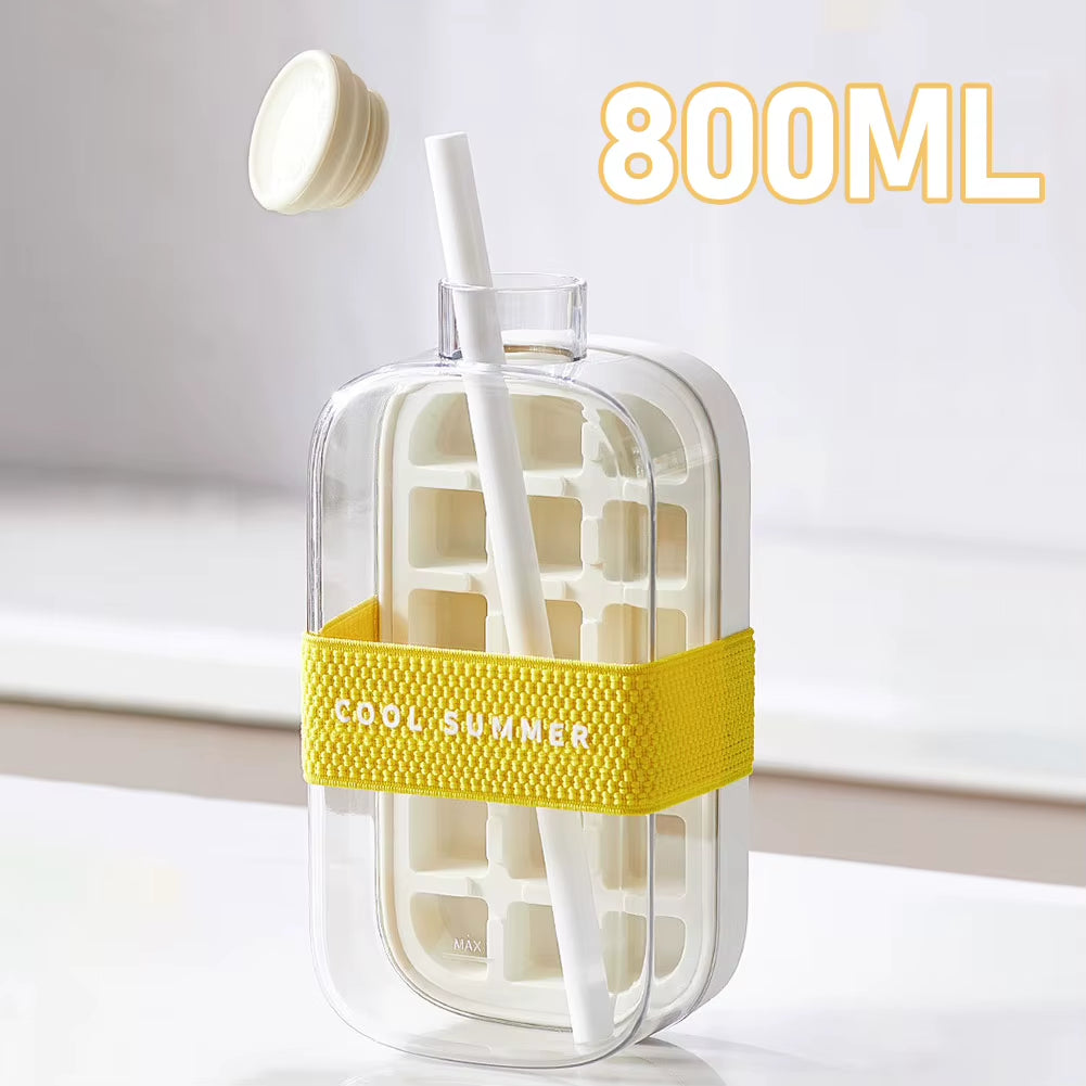 ChillSip Bottle Set – Stylish Water Bottle with Straw &amp; Zero-Contact Ice Cube Tray