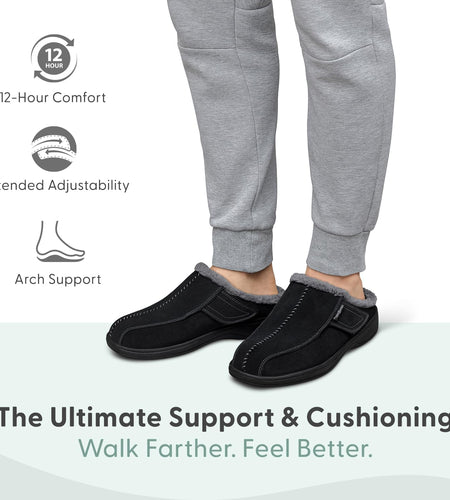 Innovative Orthopedic Slippers for Men - Ideal for Plantar Fasciitis, Foot & Heel Pain Relief. Arch Support Slippers, Cushioning Ergonomic Sole & Extended Widths - Asheville