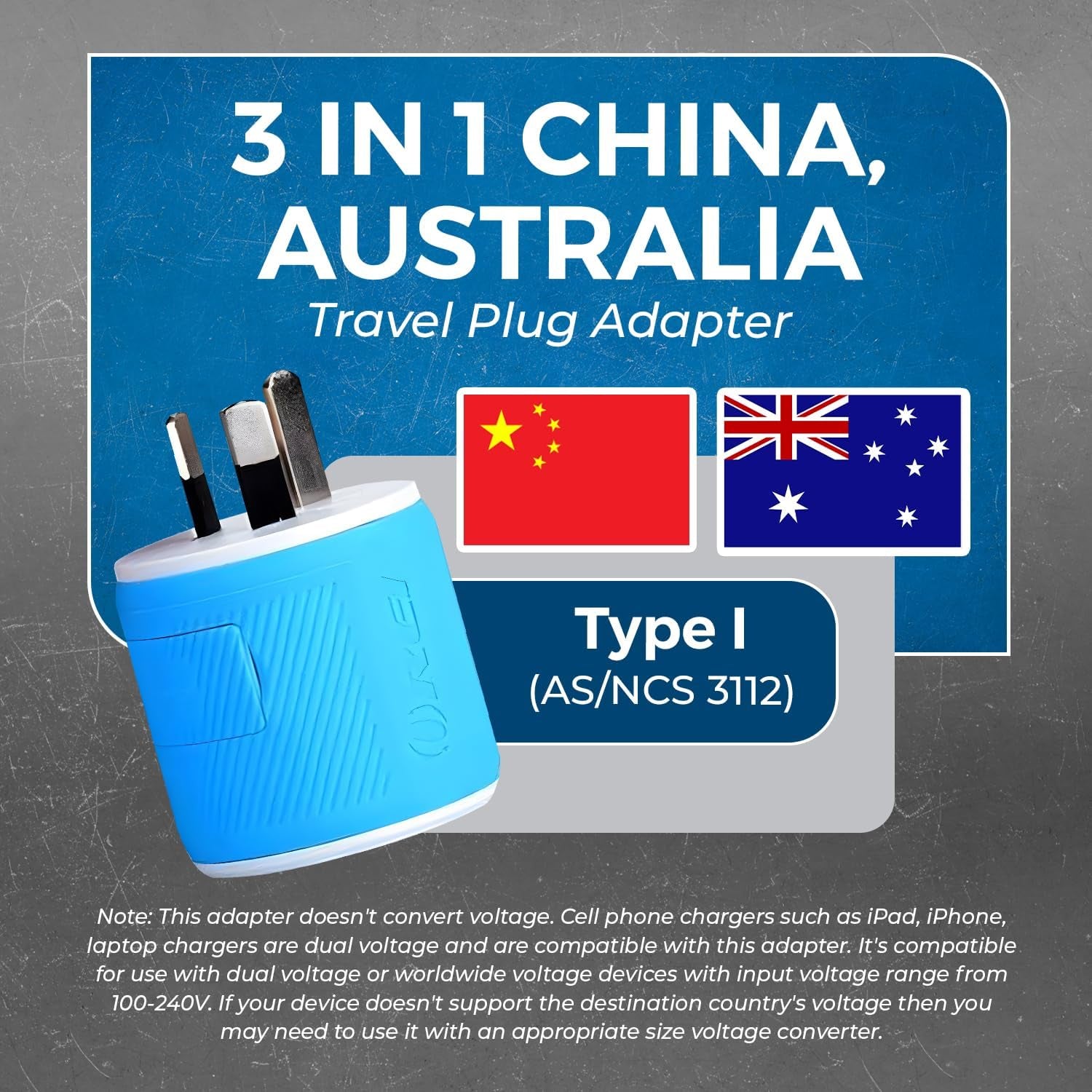 Australia, New Zealand, China Travel Plug Adapter by  with Dual USB + Surge Protection - Type I (U2U-16), Will Work with Cell Phones, Camera, Laptop, Tablets, Ipad, Iphone and More