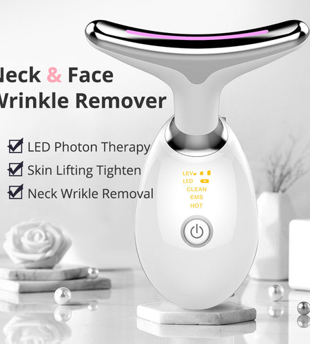 EMS Thermal Neck Lifting And Tighten Massager Electric Microcurrent Wrinkle Remover
