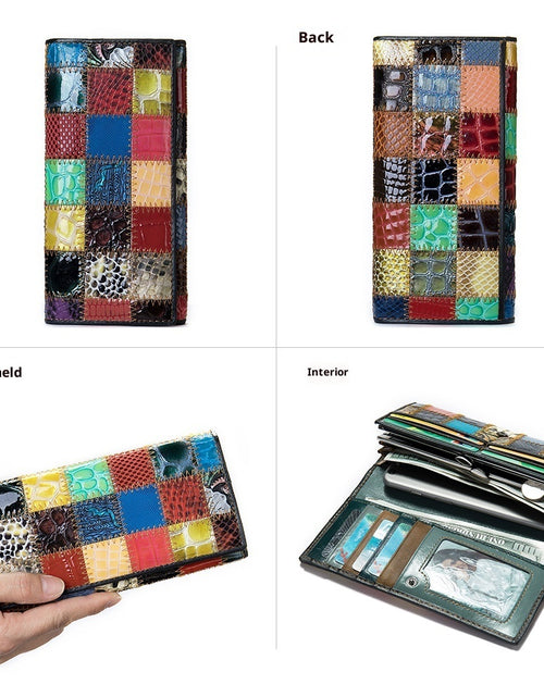 Load image into Gallery viewer, Women&#39;s Leather Storage Mid-length Personalized Cowhide Stitching Wallet
