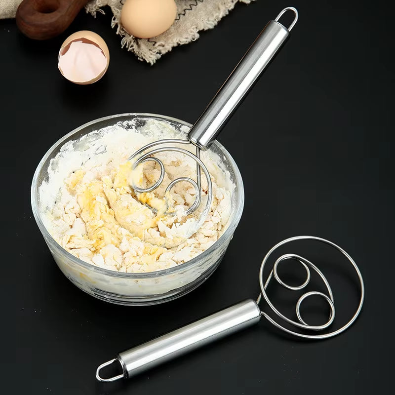 Baker’s Best Danish Dough Whisk – Dutch-Style Stainless Steel Hand Mixer for Effortless Bread, Biscuits &amp; Cakes