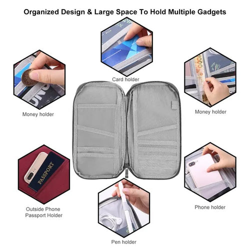 Load image into Gallery viewer, Travel Passport Wallet 12Cells Ticket ID Credit Card Holder Water Repellent Documents Phone Organizer
