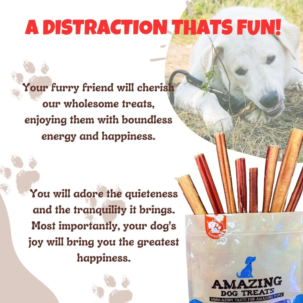 Bully Sticks 6 &amp; 7 Inch Regular Size - Premium Bully Stick Dog Chews - Long Lasting Bully Sticks for Dogs - Best Bully Stick Dog Bone - No Hide Dog Chews