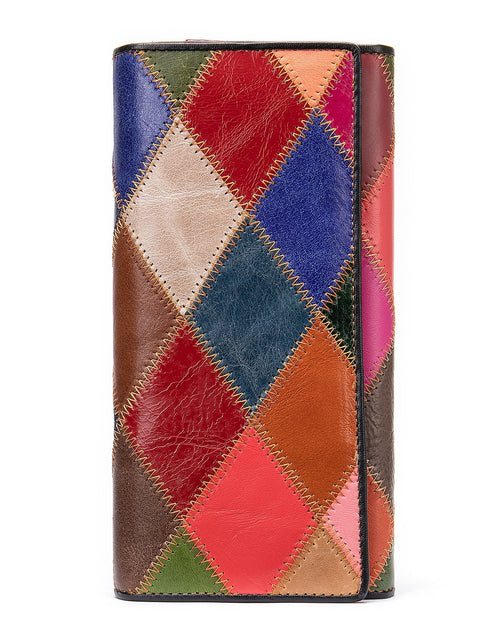 Load image into Gallery viewer, Women&#39;s Leather Storage Mid-length Personalized Cowhide Stitching Wallet
