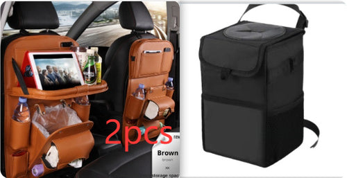 Load image into Gallery viewer, PU Leather Car Storage Bag Multifunction Seat Back Tray Hanging Bag Waterproof Car Organizer Automotive Interior Accessories
