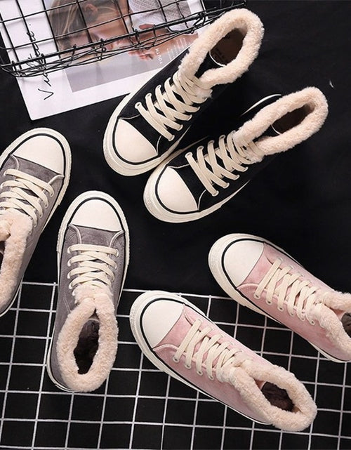 Load image into Gallery viewer, Canvas Shoes Women&#39;s Plush Cotton-padded Warm-keeping Cotton Shoes

