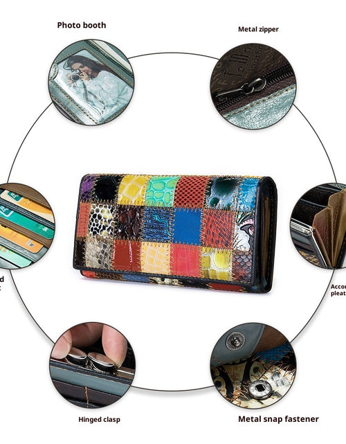 Load image into Gallery viewer, Women&#39;s Leather Storage Mid-length Personalized Cowhide Stitching Wallet
