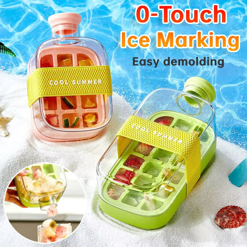 ChillSip Bottle Set – Stylish Water Bottle with Straw &amp; Zero-Contact Ice Cube Tray