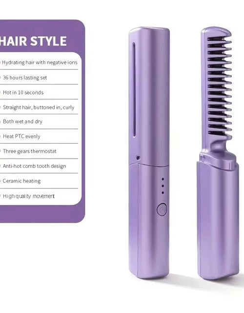 Load image into Gallery viewer, GlamWave Pro – Portable Wireless Heated Hair Straightener &amp; Curler Brush
