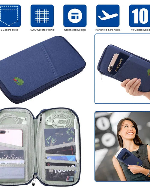 Load image into Gallery viewer, Travel Passport Wallet 12Cells Ticket ID Credit Card Holder Water Repellent Documents Phone Organizer
