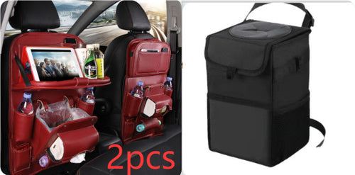 Load image into Gallery viewer, PU Leather Car Storage Bag Multifunction Seat Back Tray Hanging Bag Waterproof Car Organizer Automotive Interior Accessories
