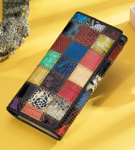 Women's Leather Storage Mid-length Personalized Cowhide Stitching Wallet