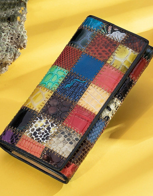 Load image into Gallery viewer, Women&#39;s Leather Storage Mid-length Personalized Cowhide Stitching Wallet
