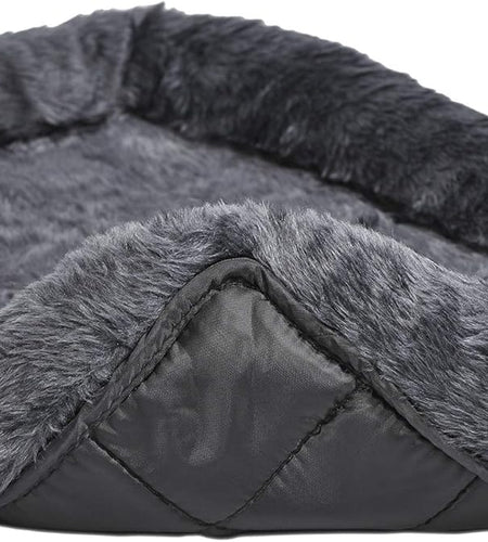 Gray Dog Bed | Bolster Dog Bed Fits Metal Dog Crates | Machine Wash & Dry