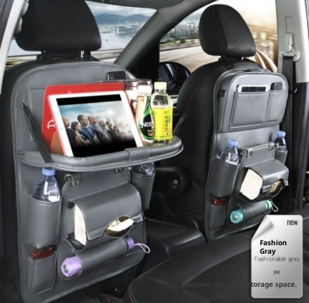 Load image into Gallery viewer, PU Leather Car Storage Bag Multifunction Seat Back Tray Hanging Bag Waterproof Car Organizer Automotive Interior Accessories
