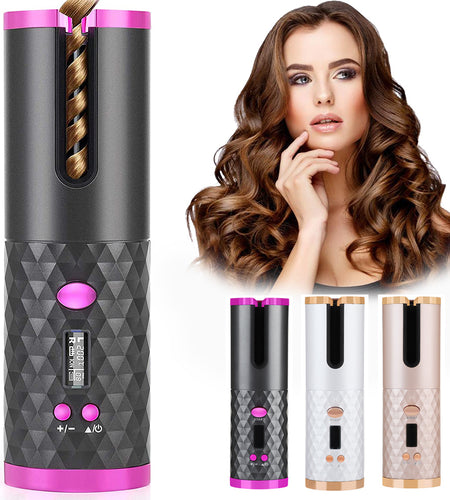 Rechargeable Automatic Hair Curler Women Portable Hair Curling Iron LCD Display Ceramic Curly Rotating Curling Wave Styer