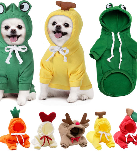 Cute Fruit Dog Clothes For Small Dogs Hoodies Winter Warm Fleece Pet Clothing Puppy Cat Costume Coat For French Chihuahua Outfit