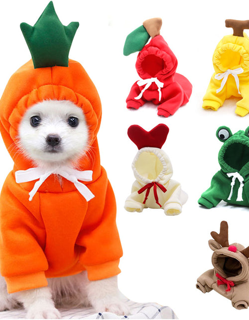 Load image into Gallery viewer, Cute Fruit Dog Clothes For Small Dogs Hoodies Winter Warm Fleece Pet Clothing Puppy Cat Costume Coat For French Chihuahua Outfit
