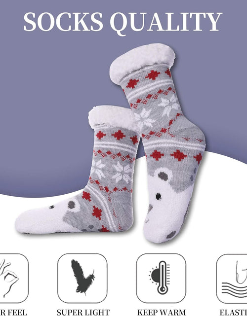 Load image into Gallery viewer, Women&#39;S Winter Super Soft Warm Cozy Fuzzy Snowflake Deer Fleece-Lined with Grippers Slipper Socks

