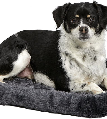 Gray Dog Bed | Bolster Dog Bed Fits Metal Dog Crates | Machine Wash & Dry