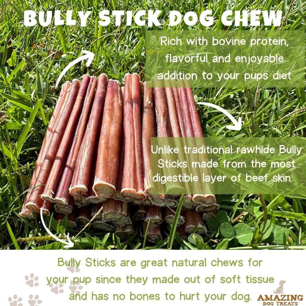 Bully Sticks 6 &amp; 7 Inch Regular Size - Premium Bully Stick Dog Chews - Long Lasting Bully Sticks for Dogs - Best Bully Stick Dog Bone - No Hide Dog Chews