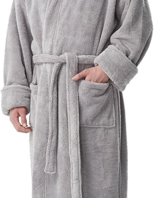Load image into Gallery viewer, Men&#39;S Fleece Robe, Long Hooded Turkish Bathrobe
