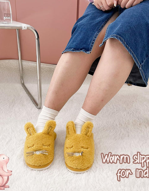 Load image into Gallery viewer, Bunny Slippers for Women Fuzzy Cute Animal Memory Foam Indoor House Slippers Easter Thanksgiving Christmas Slippers Gifts
