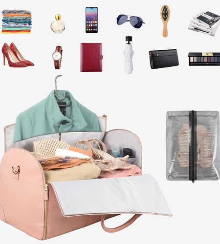 Large Capacity Travel Duffle Bag Women's Handbag Folding Suit Bag