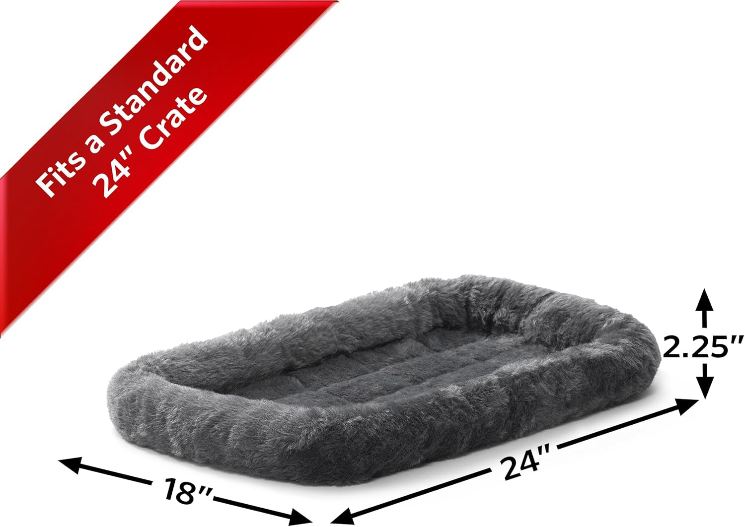 Gray Dog Bed | Bolster Dog Bed Fits Metal Dog Crates | Machine Wash &amp; Dry