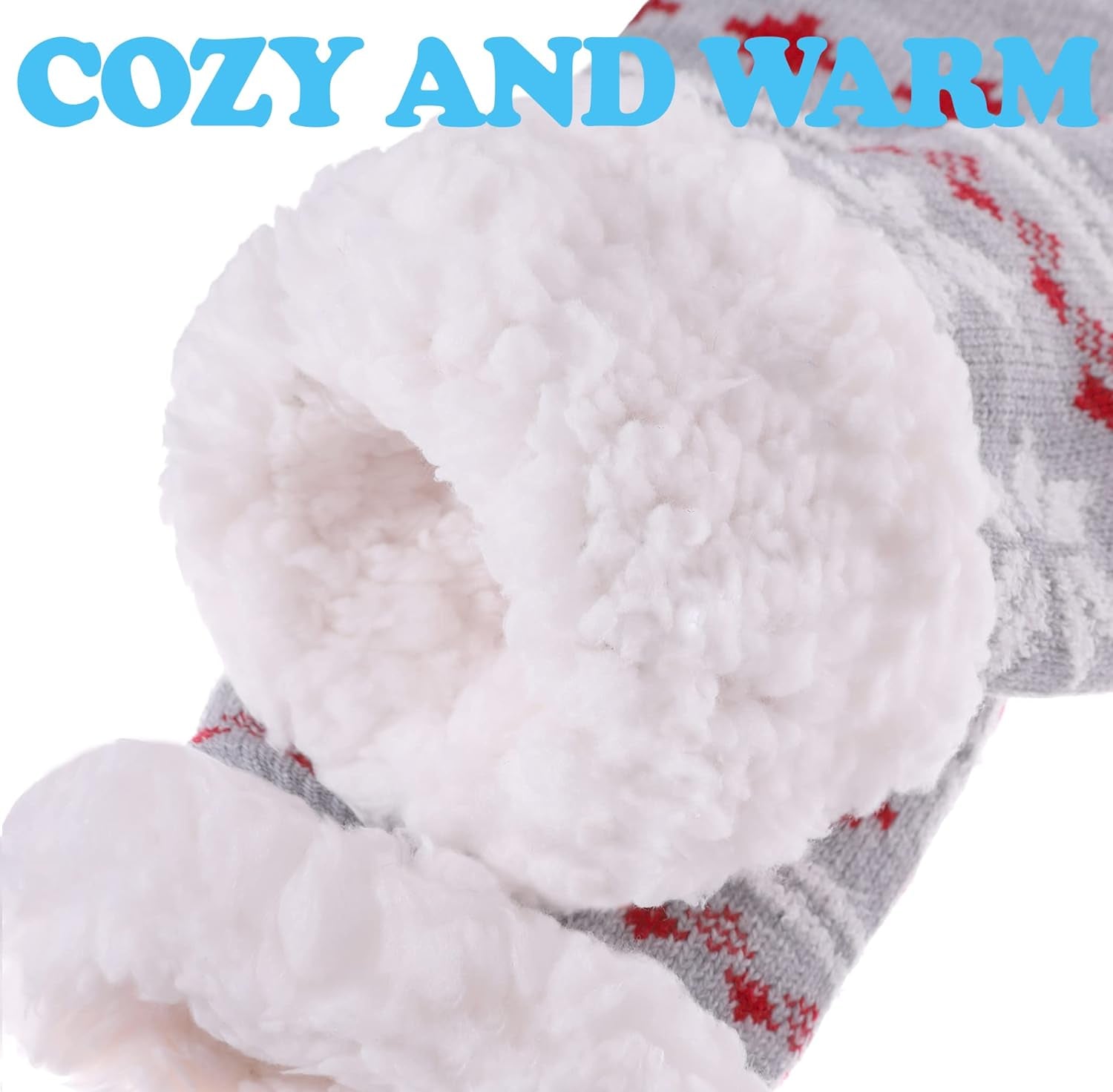 Women'S Winter Super Soft Warm Cozy Fuzzy Snowflake Deer Fleece-Lined with Grippers Slipper Socks