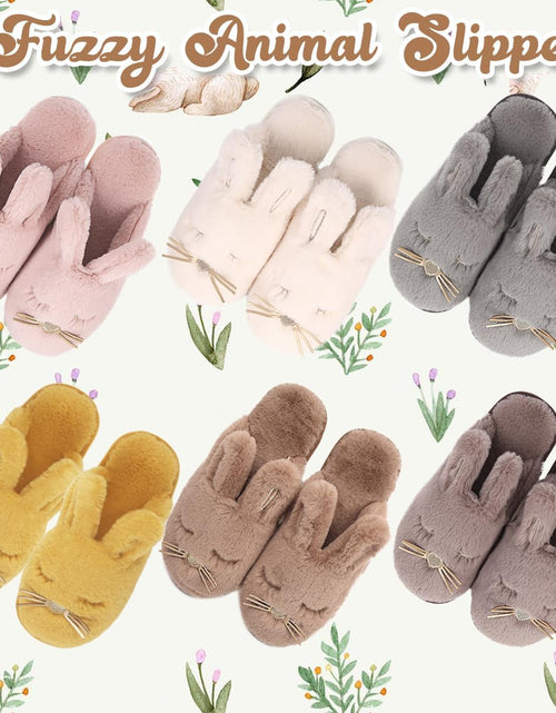 Load image into Gallery viewer, Bunny Slippers for Women Fuzzy Cute Animal Memory Foam Indoor House Slippers Easter Thanksgiving Christmas Slippers Gifts
