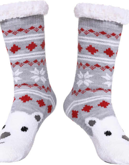 Load image into Gallery viewer, Women&#39;S Winter Super Soft Warm Cozy Fuzzy Snowflake Deer Fleece-Lined with Grippers Slipper Socks
