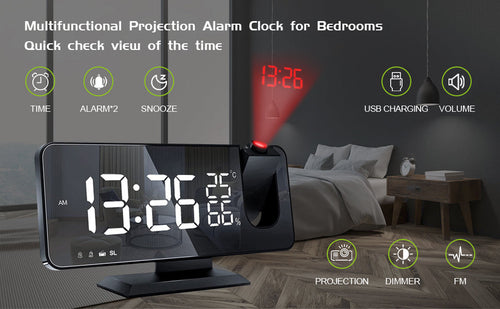 Load image into Gallery viewer, LED Projection Digital Alarm Clock Phone Charger
