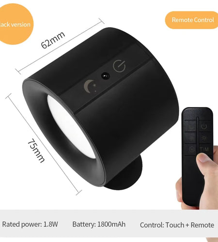 Led Double Head Wall Lamp Touch Control Remote 360 Rotatable USB Recharge 3Colors Wall Lights Wireless Night Lights for Bedroom