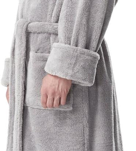 Men'S Fleece Robe, Long Hooded Turkish Bathrobe