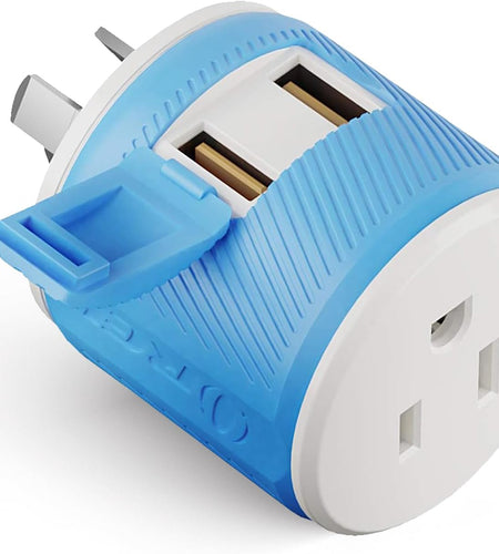 Australia, New Zealand, China Travel Plug Adapter by  with Dual USB + Surge Protection - Type I (U2U-16), Will Work with Cell Phones, Camera, Laptop, Tablets, Ipad, Iphone and More