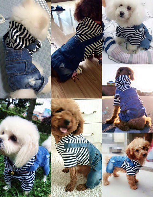 Load image into Gallery viewer, Pet Denim Jumpsuit Dog Jeans Hoodies Cool Blue Coat Medium Small Dogs Classic Jacket Puppy Blue Vintage Washed Vests (L)

