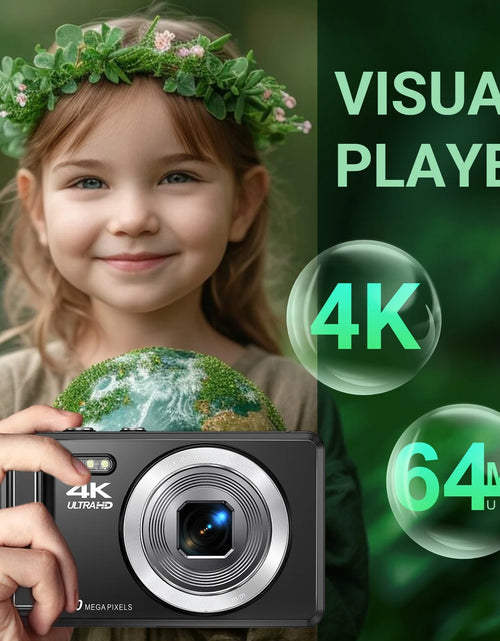 Load image into Gallery viewer, Digital Camera 4K UHD 44MP Vlogging Camera, Autofocus Compact Camera with 16X Digital Zoom, Point and Shoot Digital Camera with 32GB SD Card &amp; 2 Batteries
