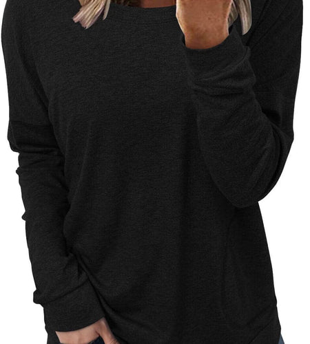 Womens Crewneck Sweatshirt Casual Loose Fitting Tops Long Sleeve T Shirt